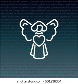 Web line icon. Angel with heart, Valentine's Day.