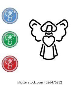 Web line icon. Angel with heart, Valentine's Day.