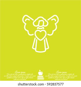 Web line icon. Angel with heart, Valentine's Day.