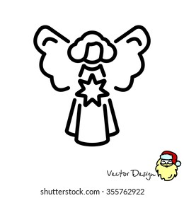 Web line icon. Angel with star, Christmas angel