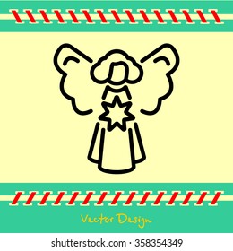 Web line icon. Angel with star, Christmas angel