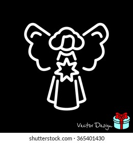 Web line icon. Angel with star, Christmas angel