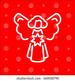 Web line icon. Angel with star, Christmas angel