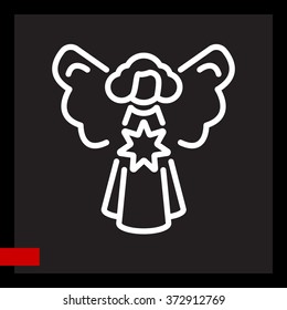 Web line icon. Angel with star, Christmas angel