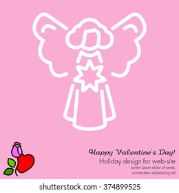 Web line icon. Angel with star, Christmas angel