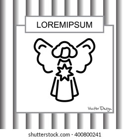 Web line icon. Angel with star, Christmas angel