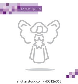 Web line icon. Angel with star, Christmas angel