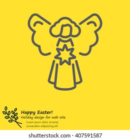 Web line icon. Angel with star, Christmas angel