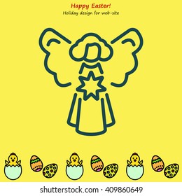 Web line icon. Angel with star, Christmas angel