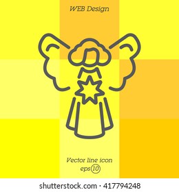 Web line icon. Angel with star, Christmas angel