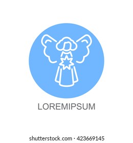 Web line icon. Angel with star, Christmas angel
