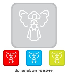 Web line icon. Angel with star, Christmas angel