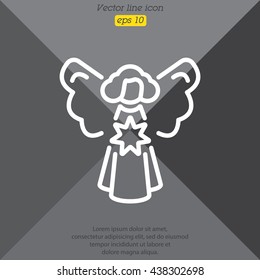 Web line icon. Angel with star, Christmas angel