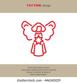 Web line icon. Angel with star, Christmas angel