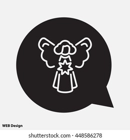 Web line icon. Angel with star, Christmas angel