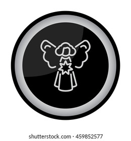 Web line icon. Angel with star, Christmas angel