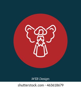 Web line icon. Angel with star, Christmas angel