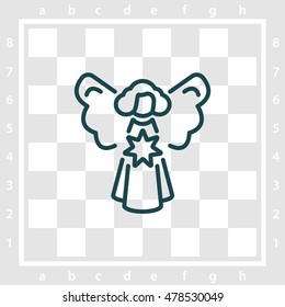 Web line icon. Angel with star, Christmas angel