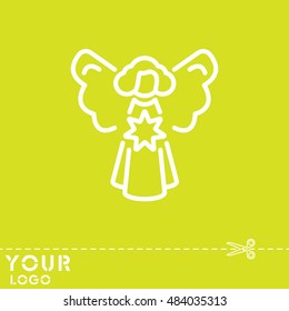 Web line icon. Angel with star, Christmas angel