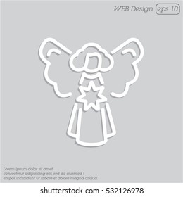 Web line icon. Angel with star, Christmas angel