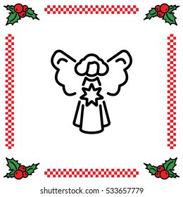 Web line icon. Angel with star, Christmas angel