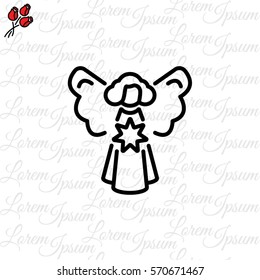 Web line icon. Angel with star, Christmas angel