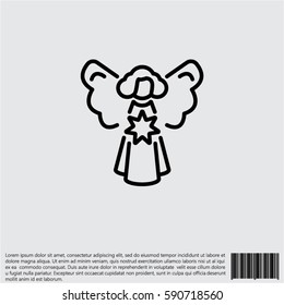 Web line icon. Angel with star, Christmas angel