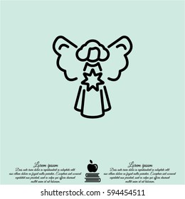 Web line icon. Angel with star, Christmas angel