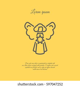 Web line icon. Angel with star, Christmas angel