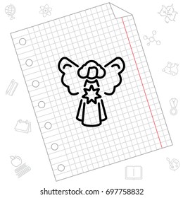 Web line icon. Angel with star, Christmas angel