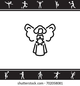 Web line icon. Angel with star, Christmas angel