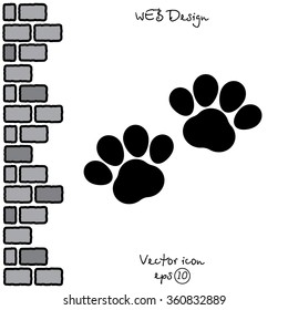 Web line icon. Animal footprint.