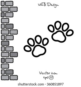 Web line icon. Animal footprint.