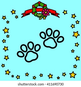 Web line icon. Animal footprint.