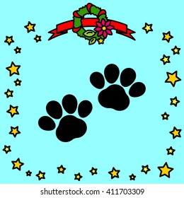 Web line icon. Animal footprint.