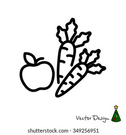 Web line icon. Apple and carrot, healthy eating