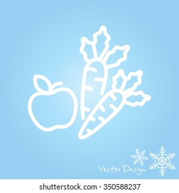 Web line icon. Apple and carrot, healthy eating