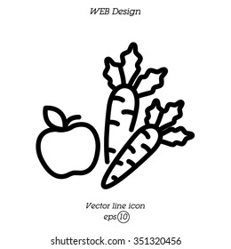 Web line icon. Apple and carrot, healthy eating