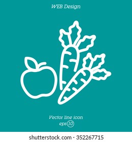 Web line icon. Apple and carrot, healthy eating