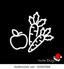 Web line icon. Apple and carrot, healthy eating