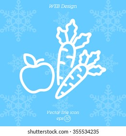 Web line icon. Apple and carrot, healthy eating