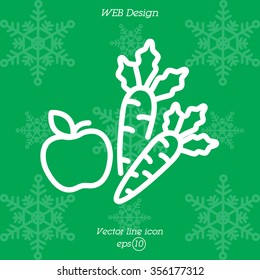 Web line icon. Apple and carrot, healthy eating