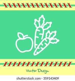Web line icon. Apple and carrot, healthy eating