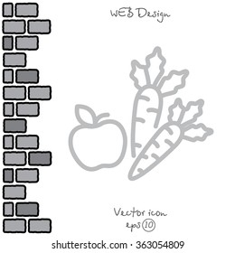 Web line icon. Apple and carrot, healthy eating