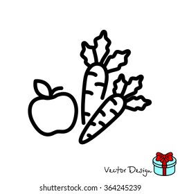 Web line icon. Apple and carrot, healthy eating
