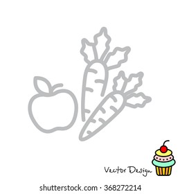 Web line icon. Apple and carrot, healthy eating