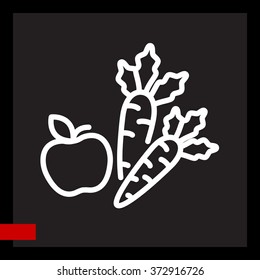 Web line icon. Apple and carrot, healthy eating