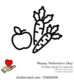Web line icon. Apple and carrot, healthy eating