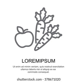 Web line icon. Apple and carrot, healthy eating