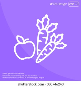 Web line icon. Apple and carrot, healthy eating